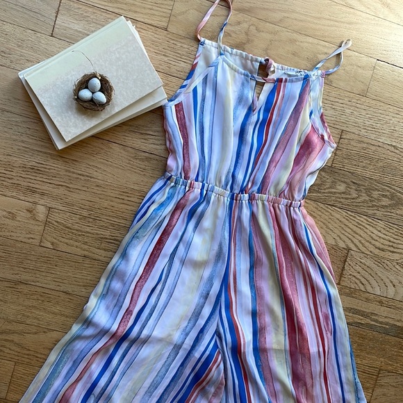 Romper JACK by BB Dakota Lovy Watercolor Stripe Cropped Jumpsuit - Picture 2 of 13